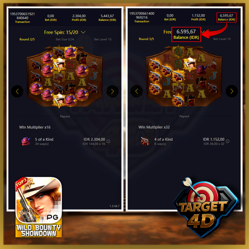 Bukti Kemenangan JP Wild Bounty Showdown