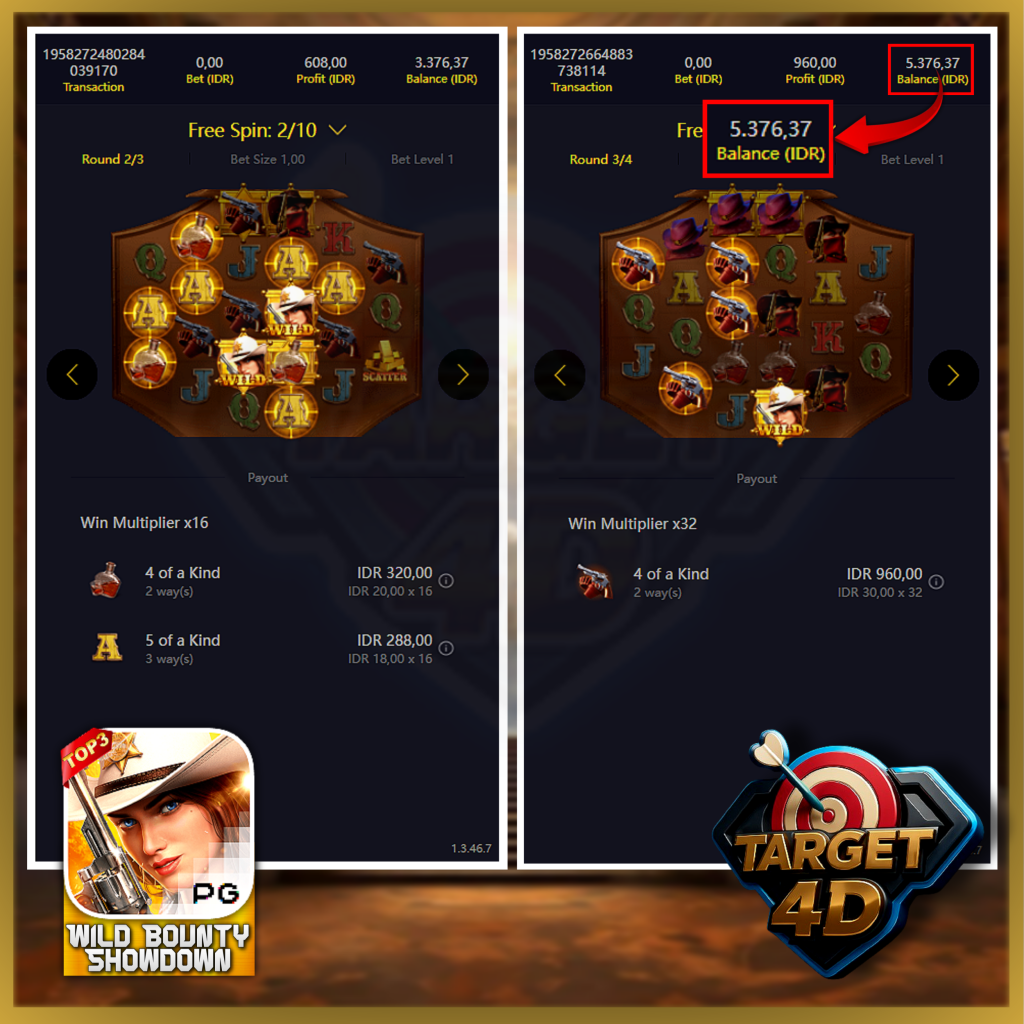 Bukti Kemenangan JP Wild Bounty Showdown