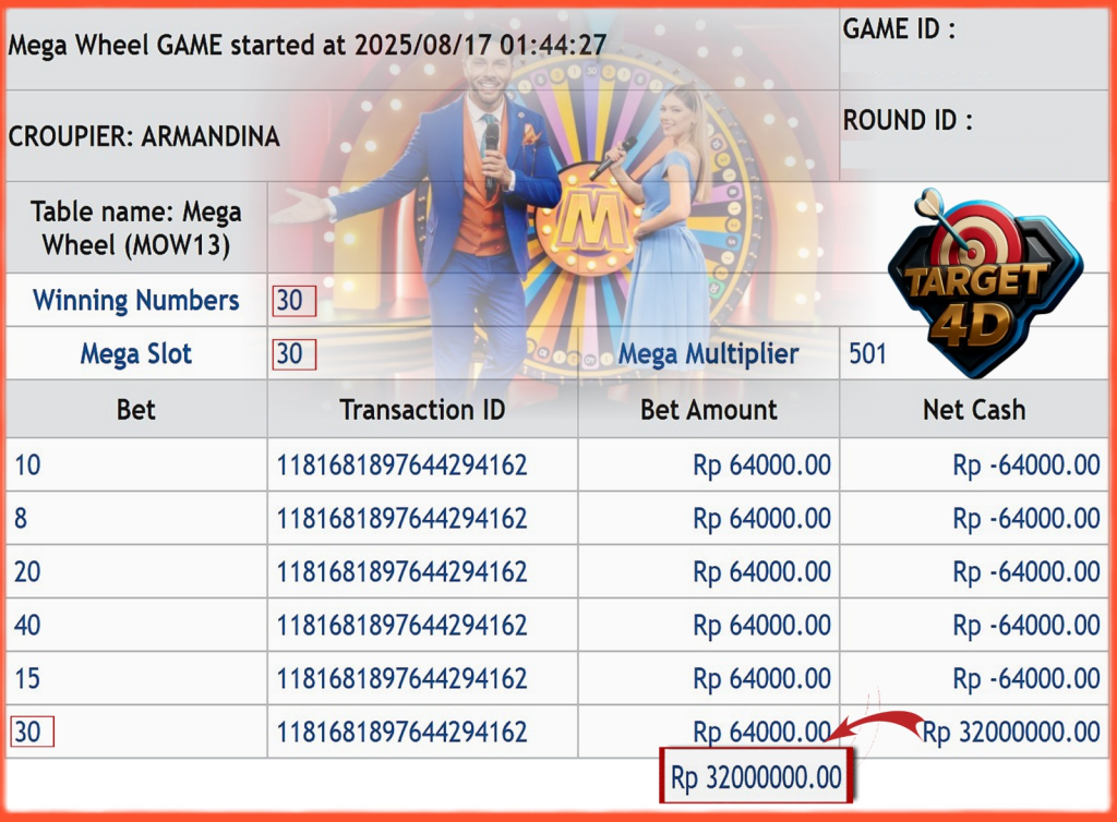 Bukti Kemenangan JP Live Casino Pragmatic Mega Wheel
