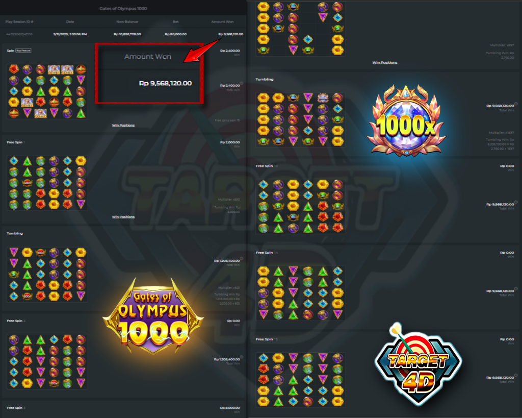 Bukti Kemenangan JP Gates of Olympus 1000