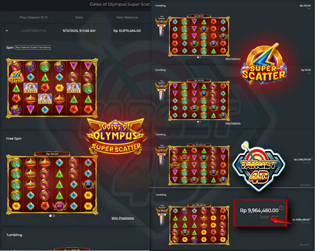 Bukti Kemenangan JP Gates of Olympus Super Scatter