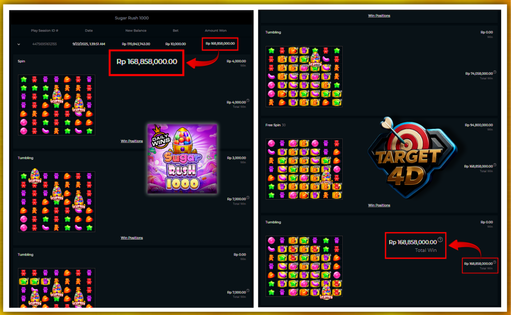 Bukti Kemenangan JP Sugar Rush 1000