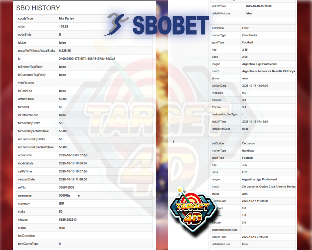 Bukti Kemenangan JP PARLAY