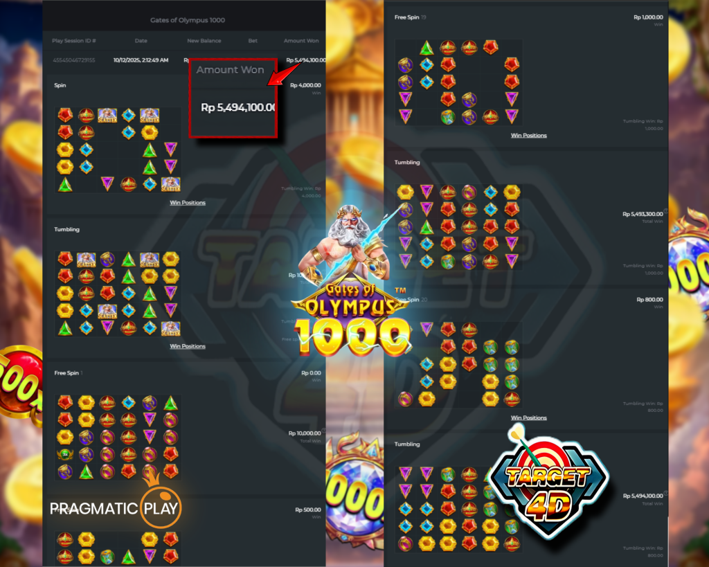 Bukti Kemenangan JP Gates of Olympus 1000