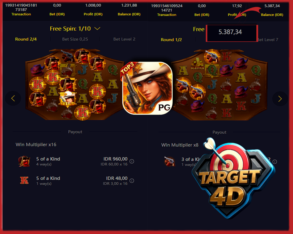 Bukti Kemenangan JP Wild Bounty Showdown