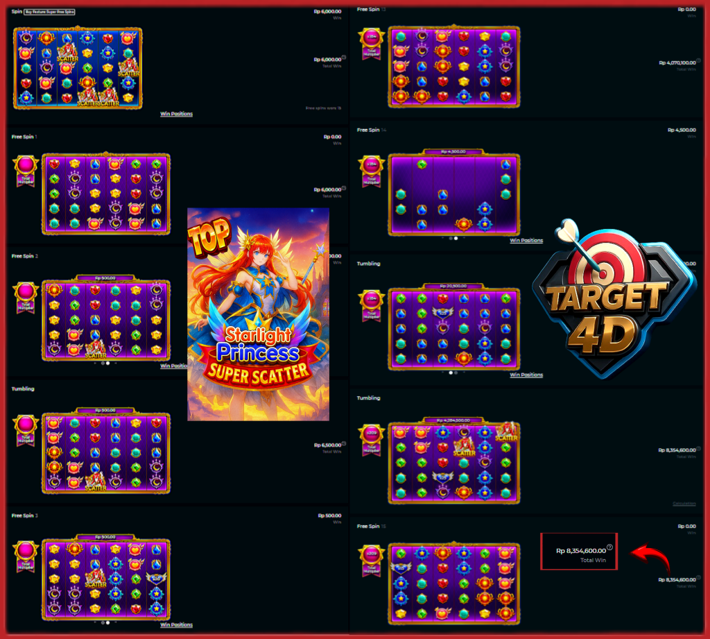 Bukti Kemenangan JP Starlight Princess Super Scatter