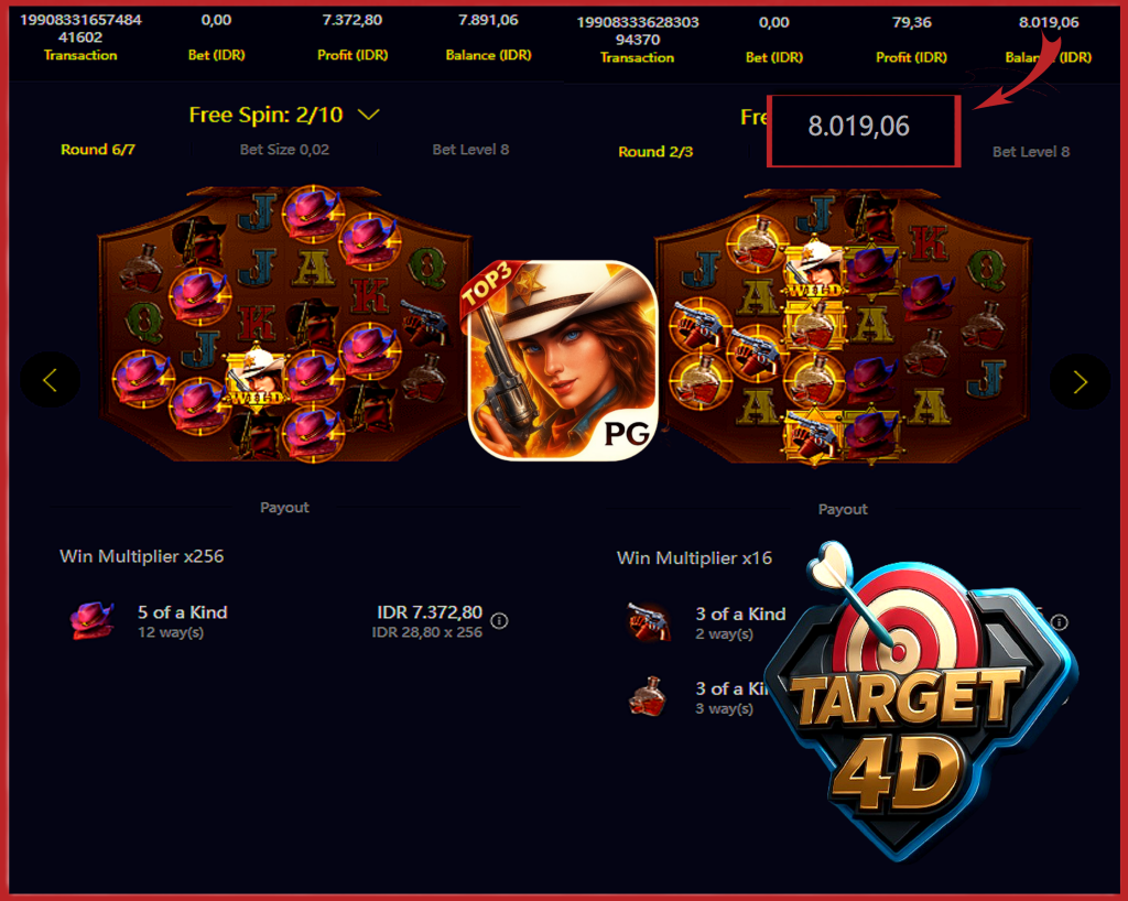 Bukti Kemenangan JP Wild Bounty Showdown