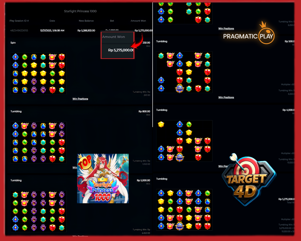 Bukti Kemenangan JP Starlight Princess 1000