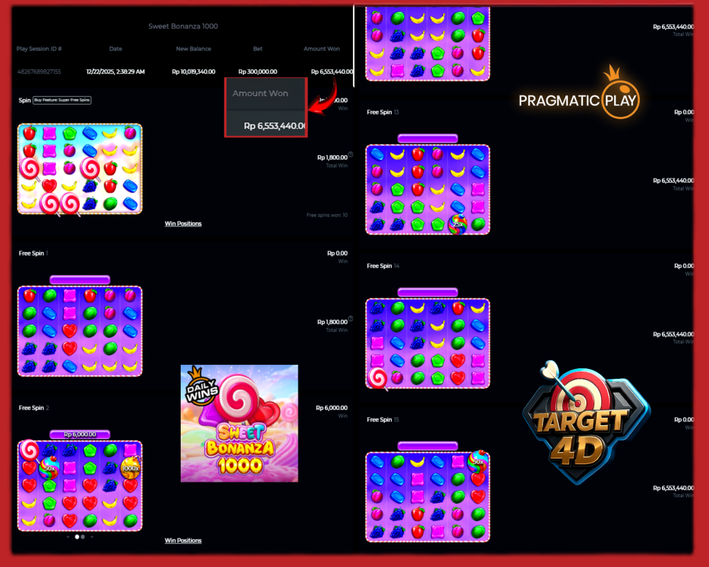 Bukti Kemenangan JP Sweet Bonanza 1000