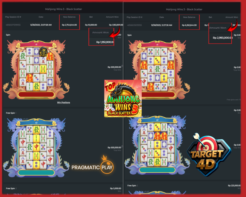 Bukti Kemenangan JP Mahjong Wins 3 – Black Scatter