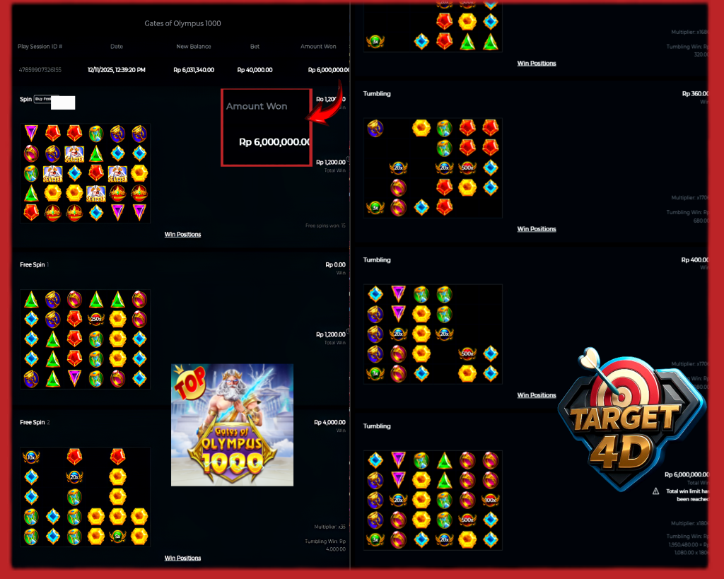 Bukti Kemenangan JP Gates of Olympus 1000