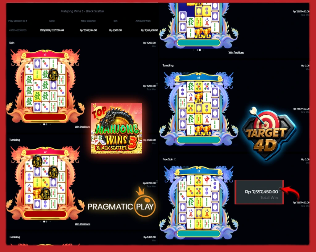 Bukti Kemenangan JP Mahjong Wins 3 – Black Scatter