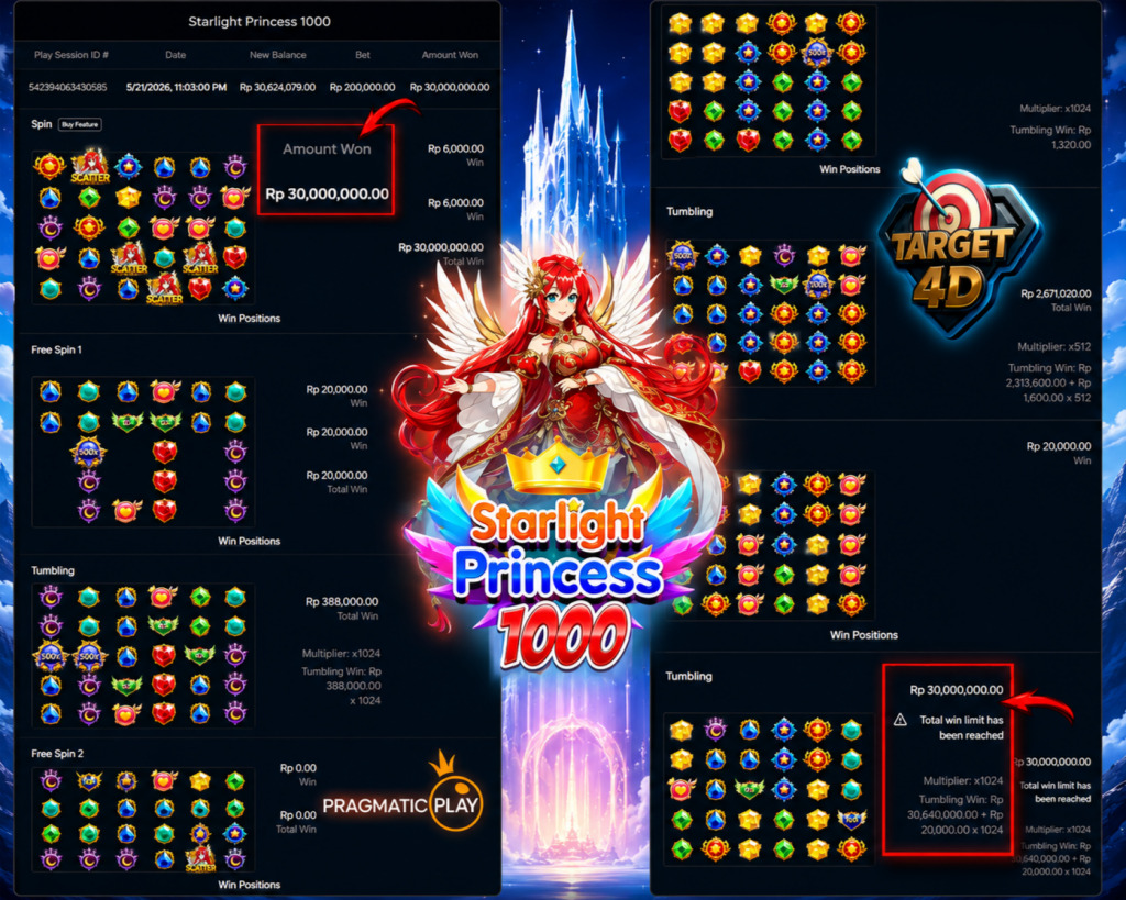 Bukti Kemenangan JP Starlight Princess 1000