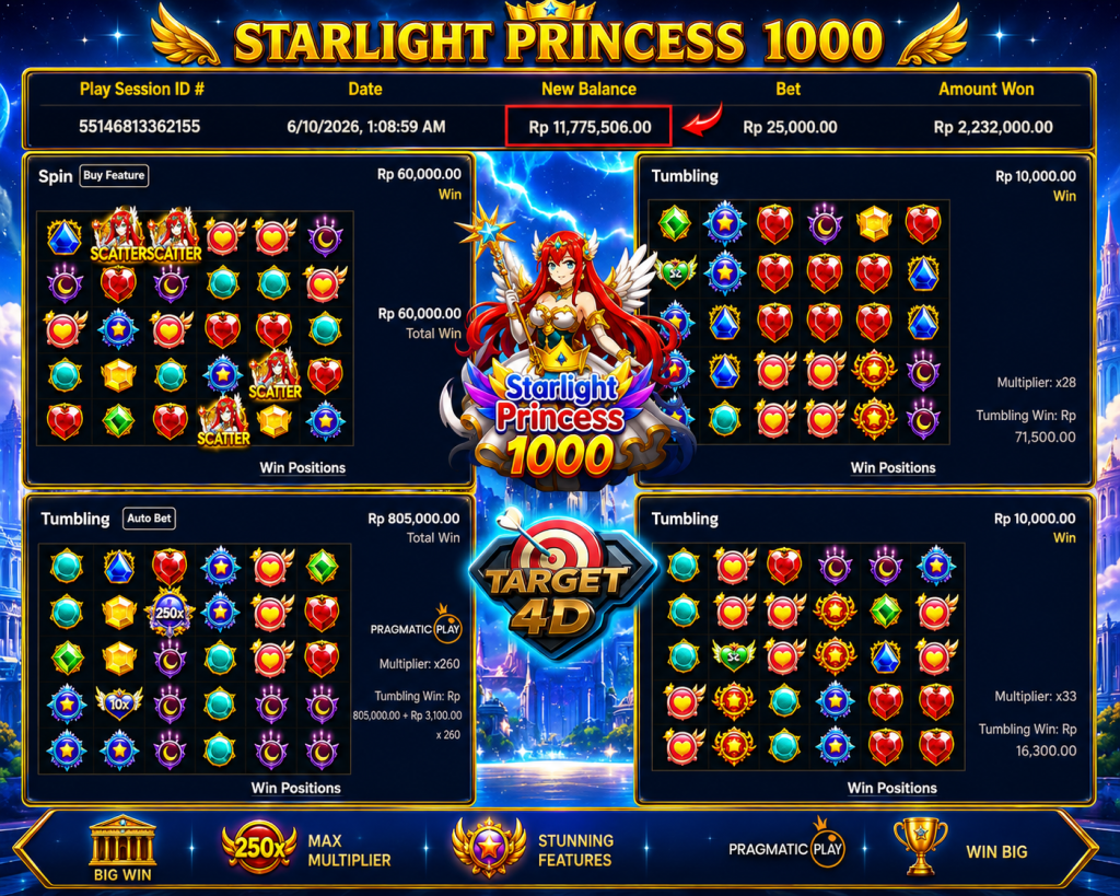 Bukti Kemenangan JP Starlight Princess 1000