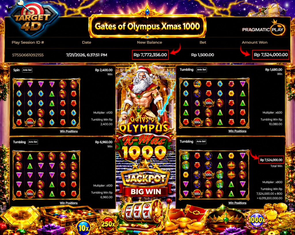 Bukti Kemenangan JP Gates Of Olympus X-mas 1000