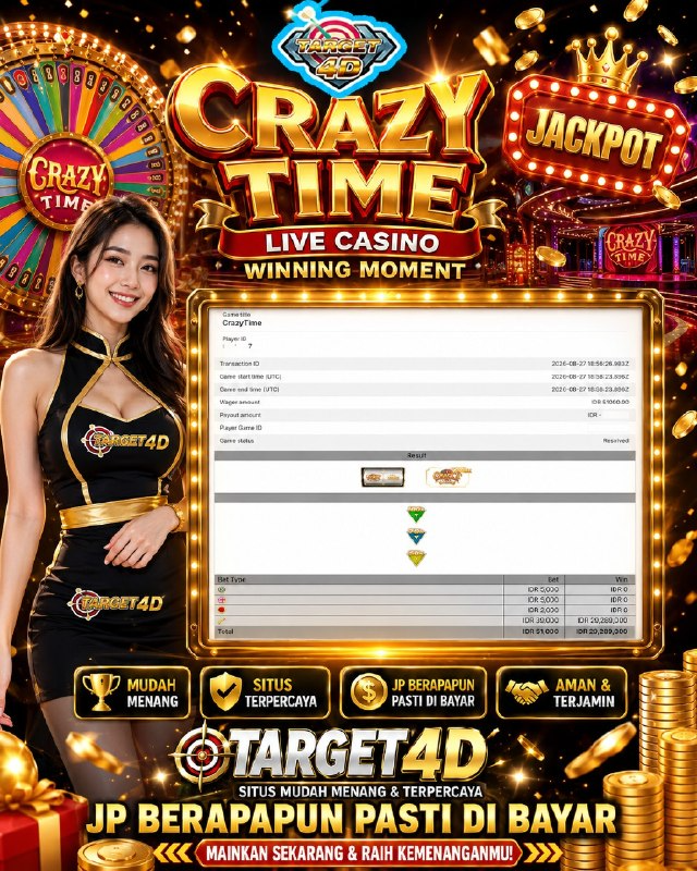 Bukti Kemenangan JP LIVE CASINO CRAZY TIME